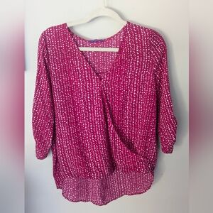 Stitch Fix West Kei Fuchsia Patterned Blouse. M